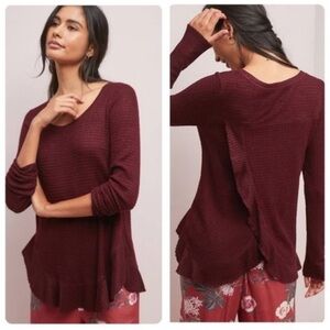 Anthropologie Saturday Sunday Wendy Waffle Tunic in Plum/Maroon